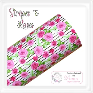 ⋅ Stripes & Roses ⋅ Custom Printed Premium Vegan Faux Leather ⋅ 