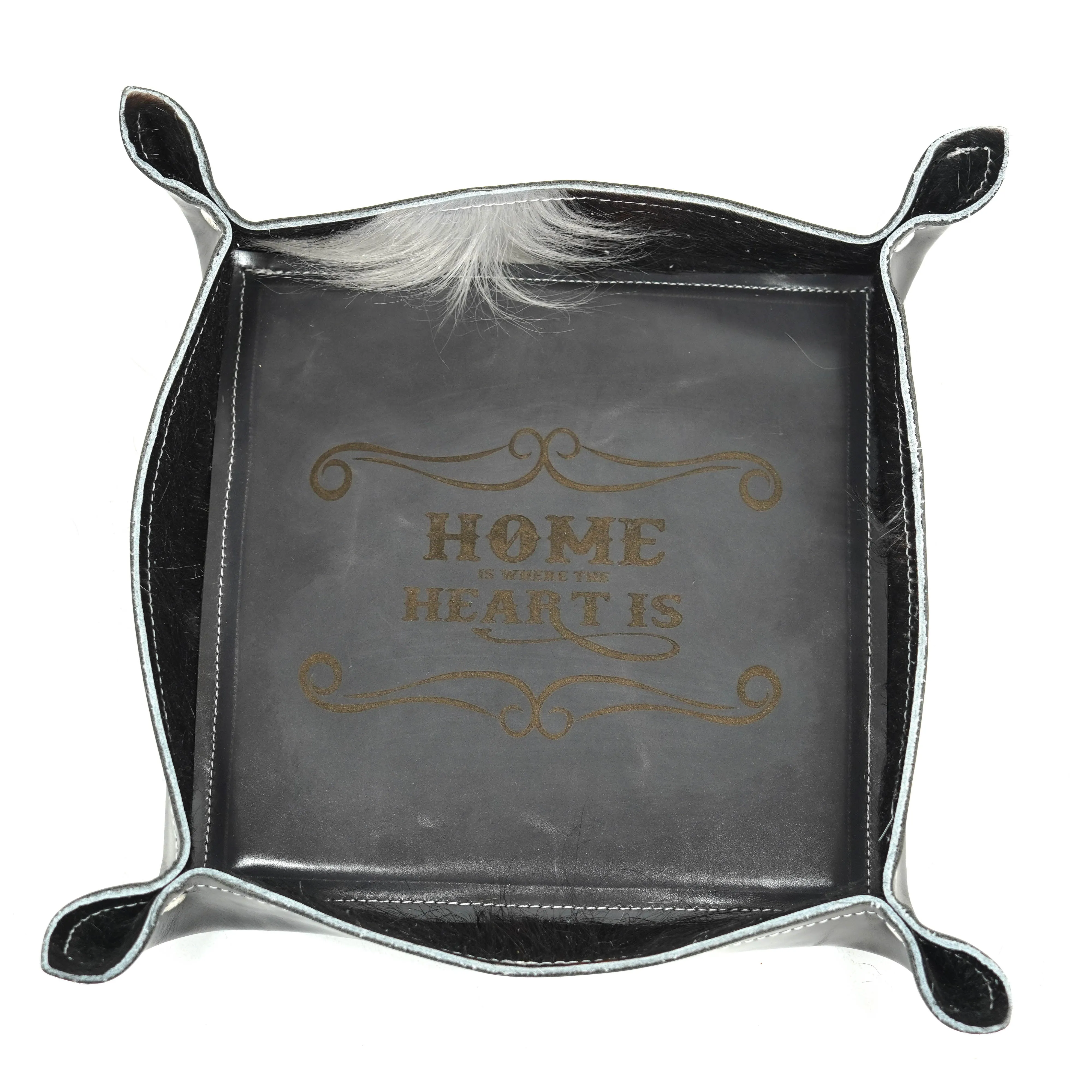 Large Tray - Glossed Lead Leather w/ Lasered Decal