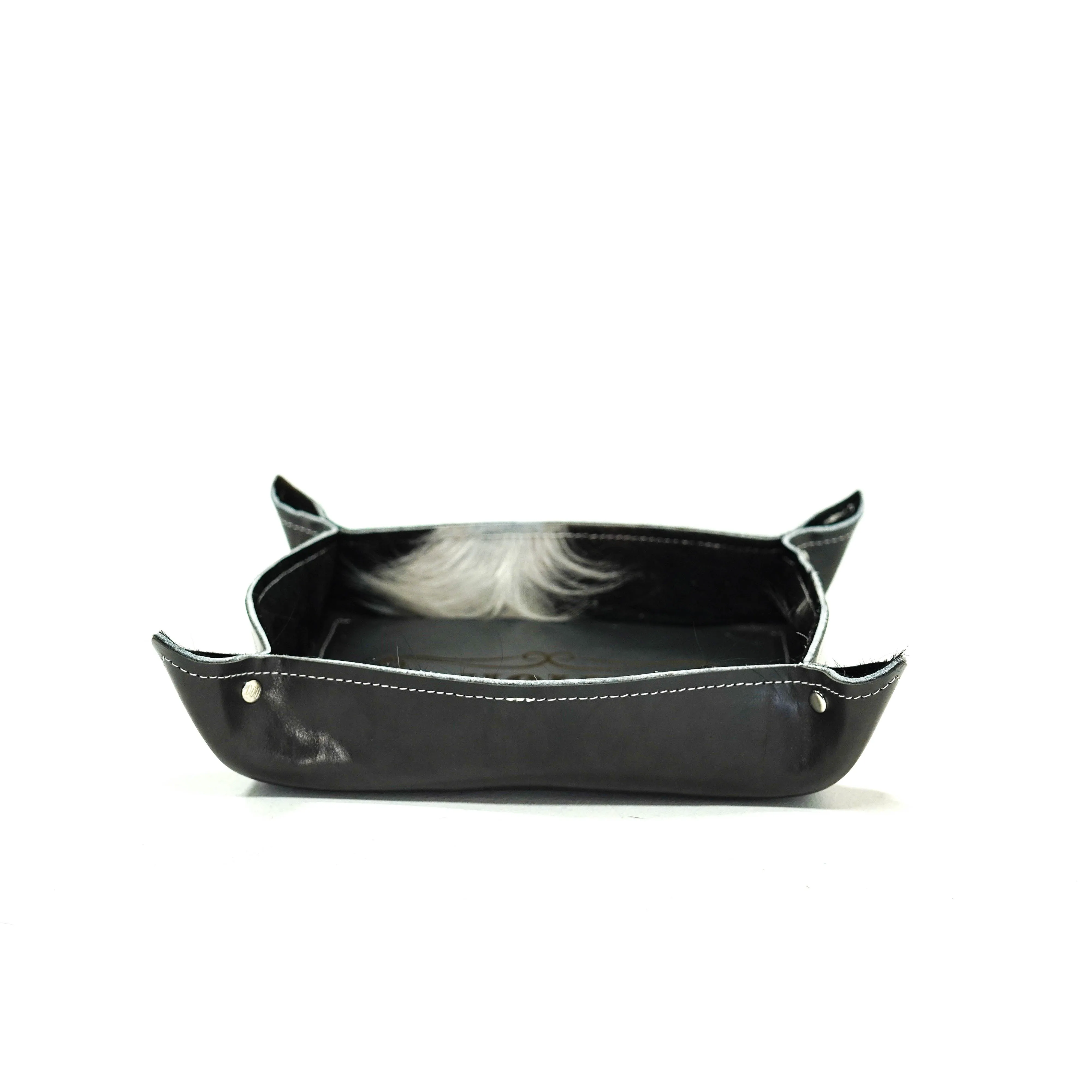 Large Tray - Glossed Lead Leather w/ Lasered Decal