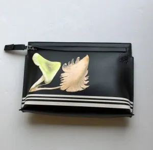 Loewe Mushroom Print Leather T Pouch in Black