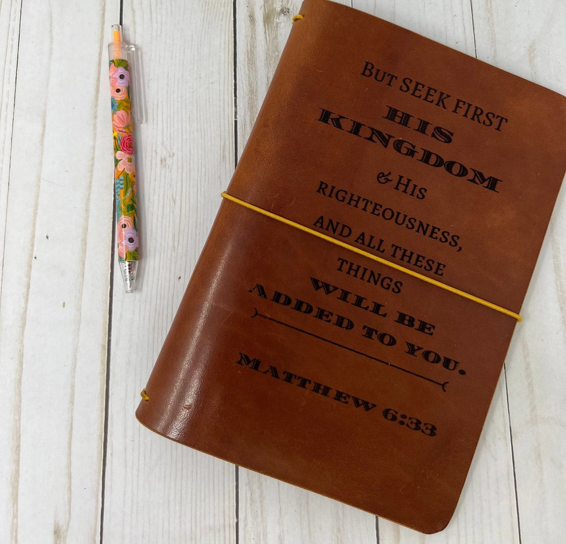 Ready to Ship, B6 Tall, Oak Harness Traveler's Notebook, Leather Journal Cover, Leather book