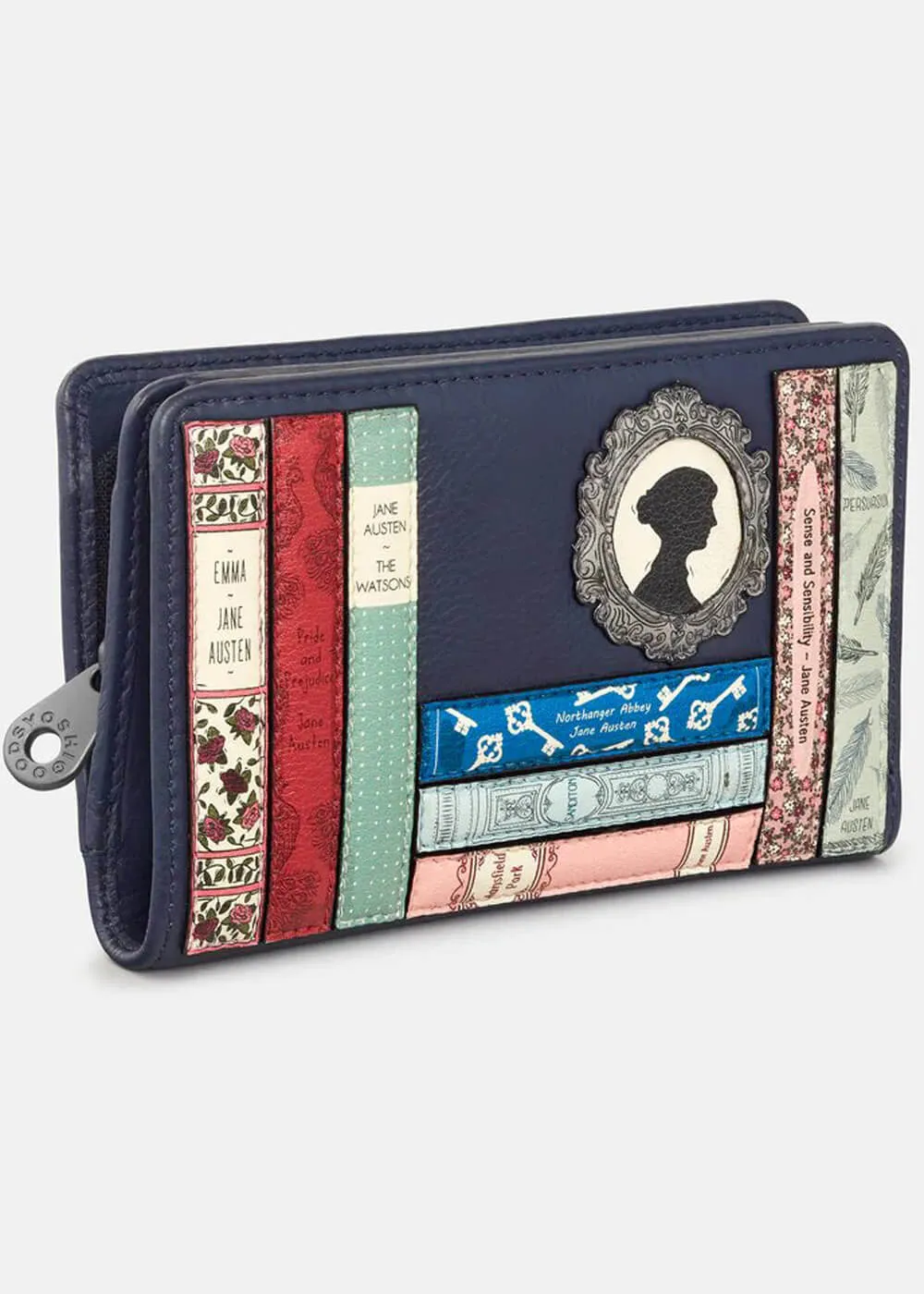 Succubus Bags Books Jane Austen Bookworm Leather Zip Around Wallet Navy